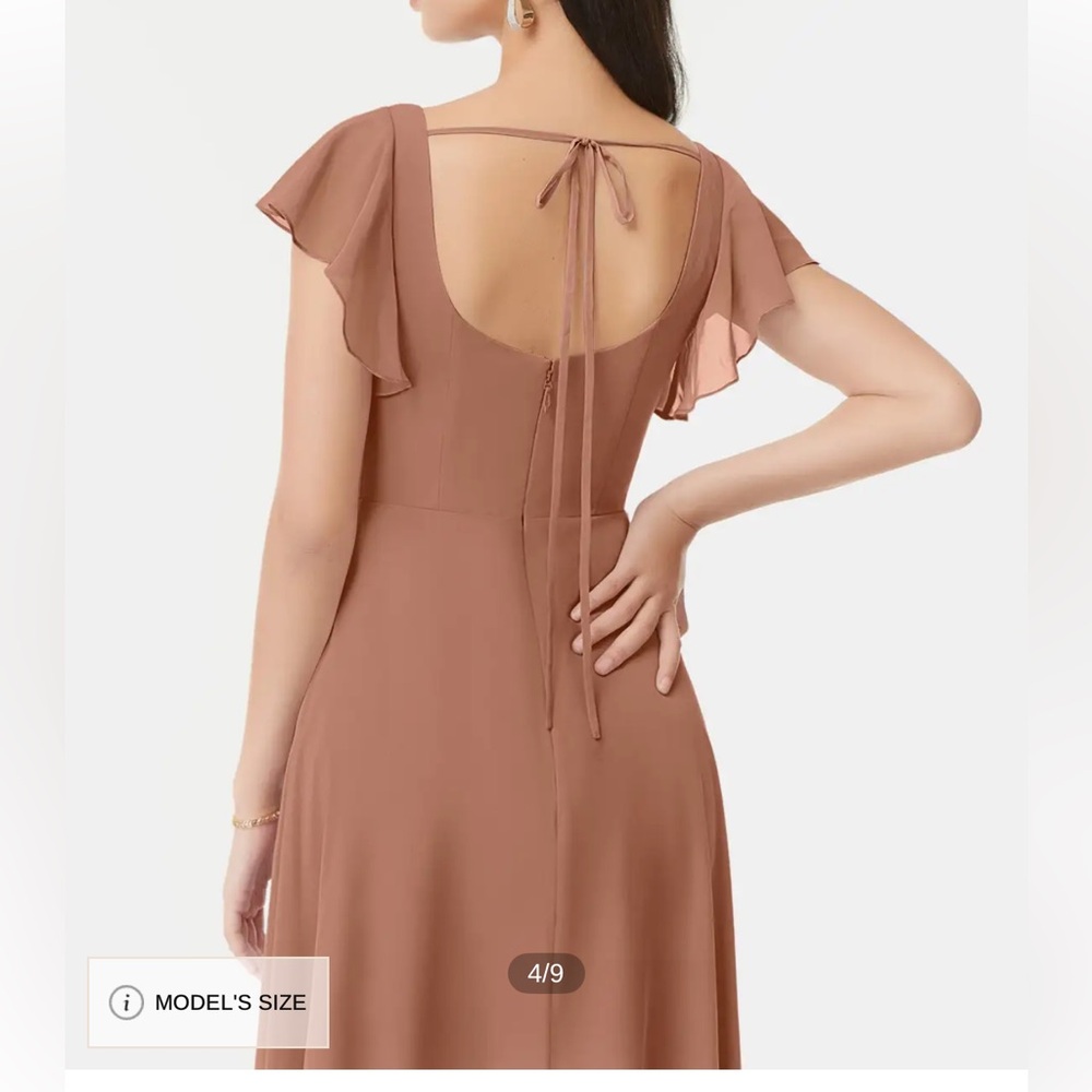 Elegant Brown Flutter Sleeve Dress